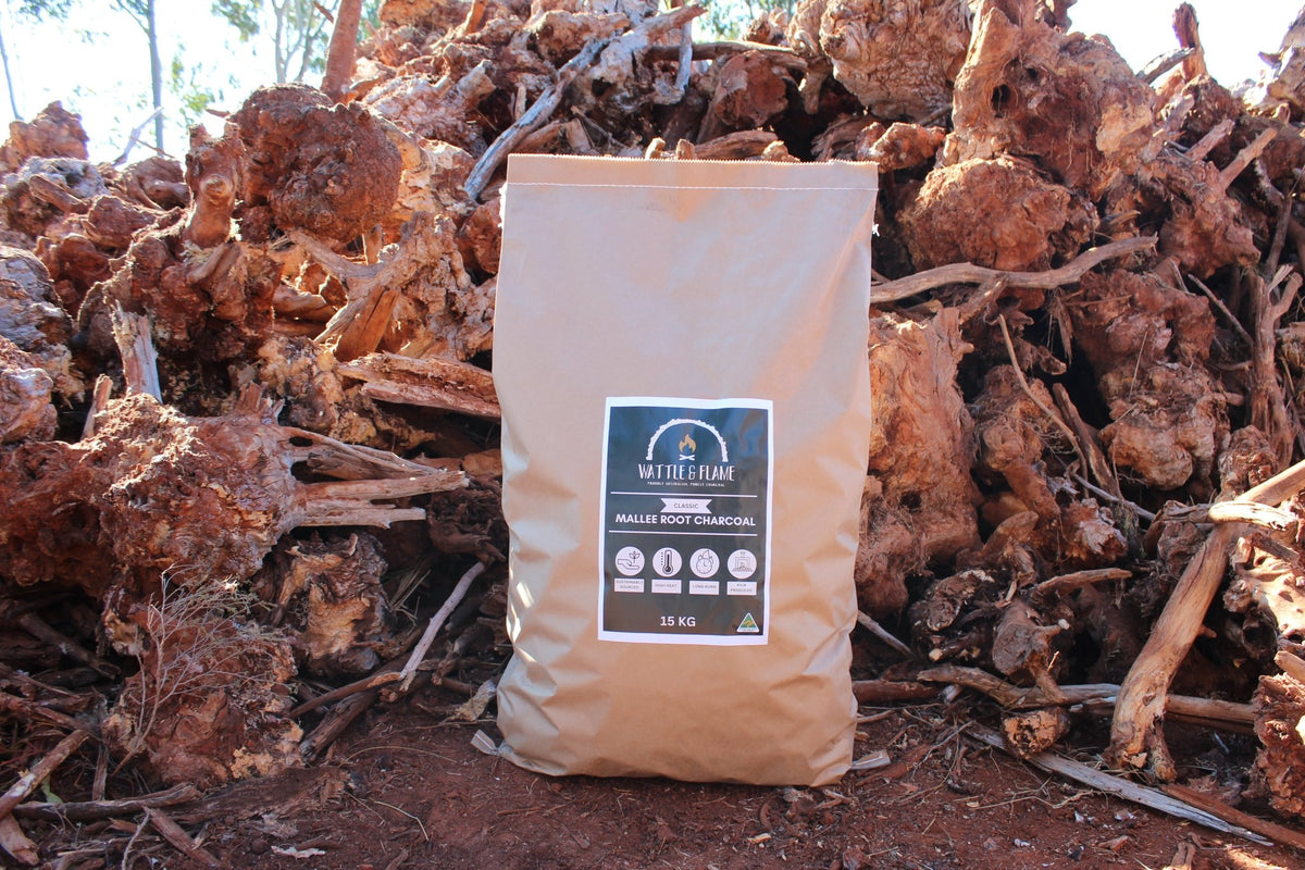 Wattle Roots Premium Mallee Root Charcoal | Wattle & Flame | Classic 35-70MM LUMP