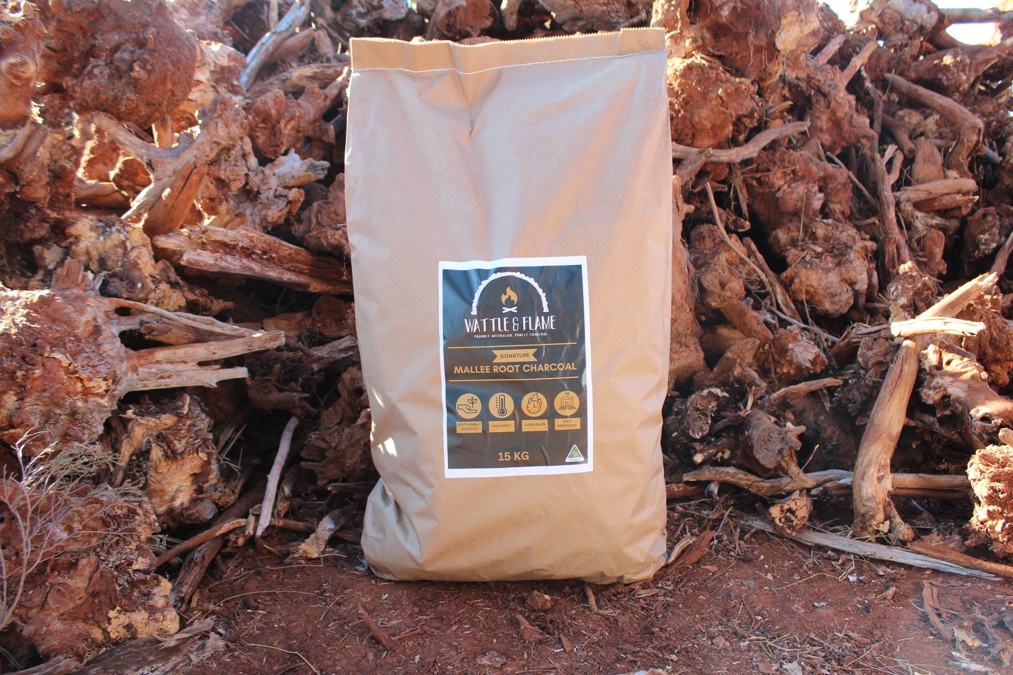 Premium Mallee Root Charcoal | Wattle & Flame | Signature 70+MM LUMP